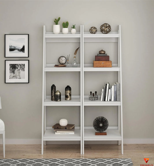 Regina four-layer ladder-shaped bookcase (set of two)