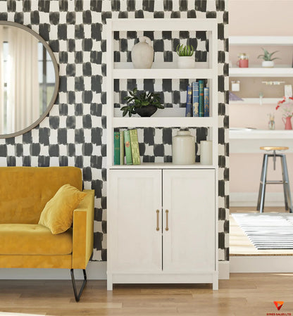peaceful double-door bookcase